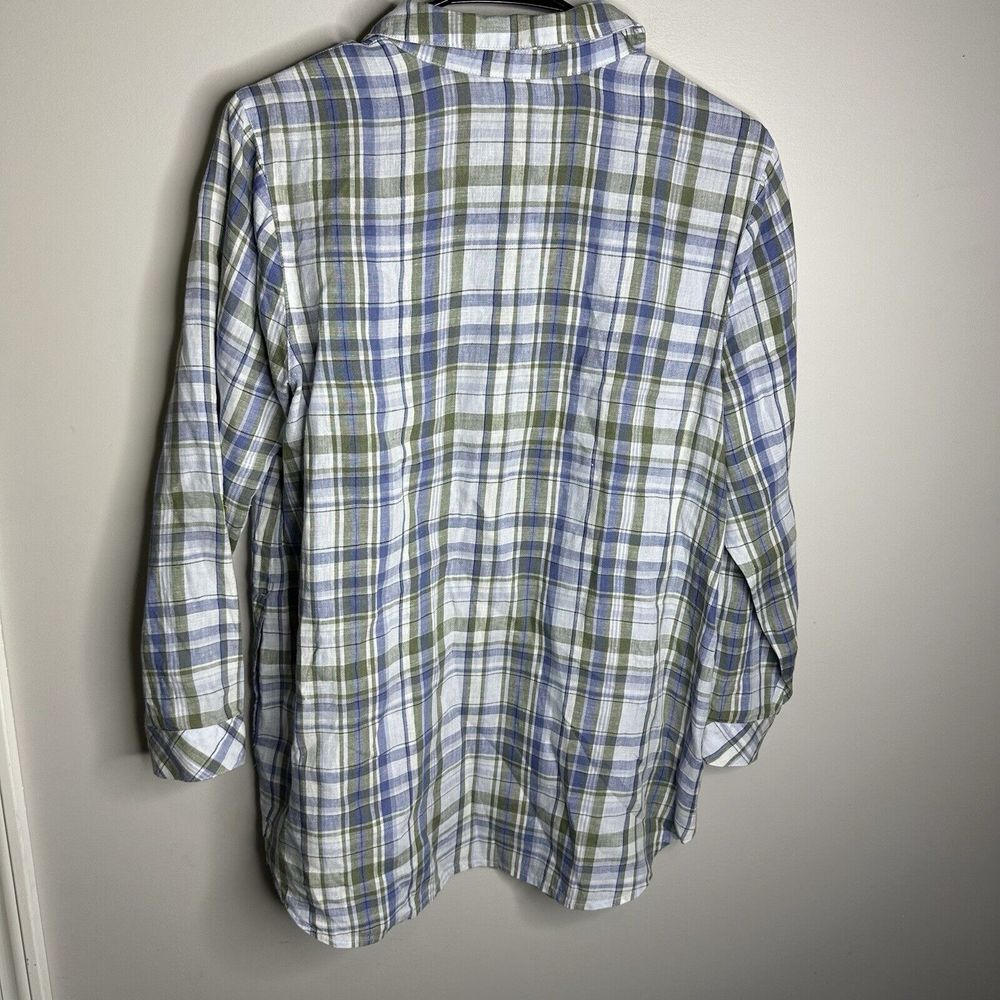 Women's J. Jill Size MP Love Linen Love Sleeve Plaid‎ Tunic Pockets - Picture 4 of 4
